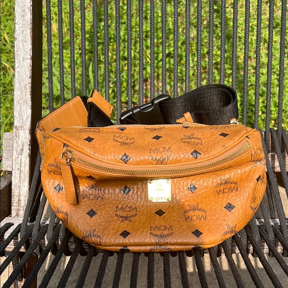 MCM Brown Leather Belt Bag Medium